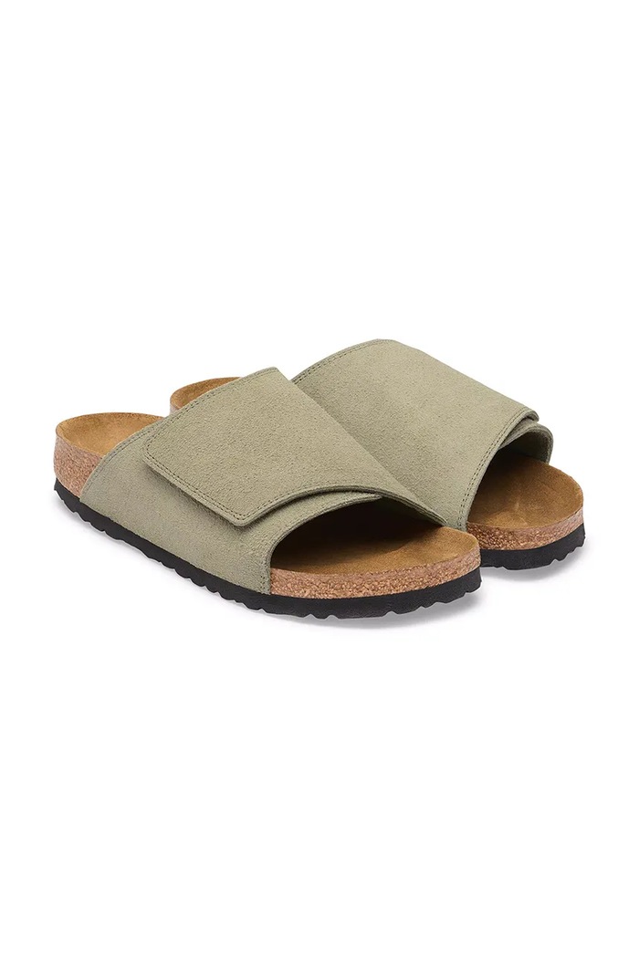 Obuwie Birkenstock Solana LEVE klapki damskie zamszowe 1032462 zielony