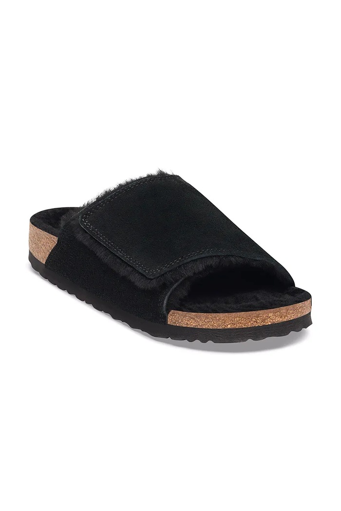 Birkenstock Solana Shearling LEVE klapki damskie zamszowe 1032433 czarny AW26