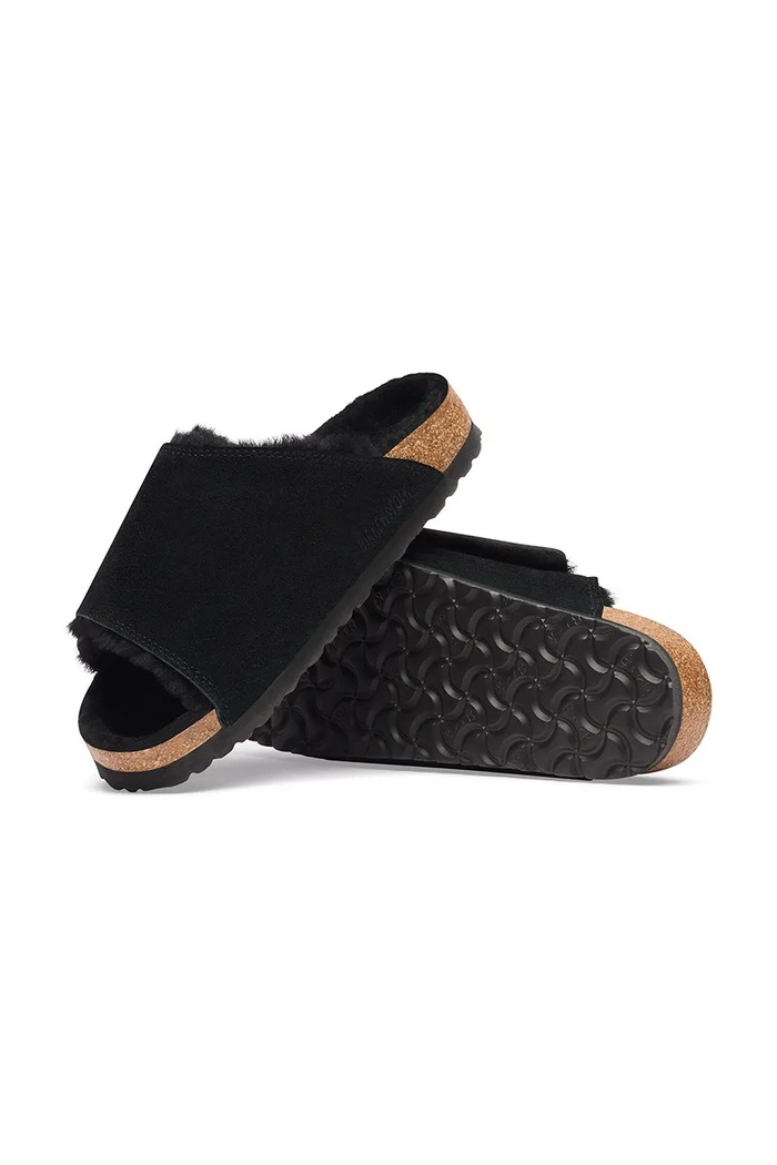 Solana Shearling LEVE klapki damskie zamszowe Birkenstock 1032433 czarny