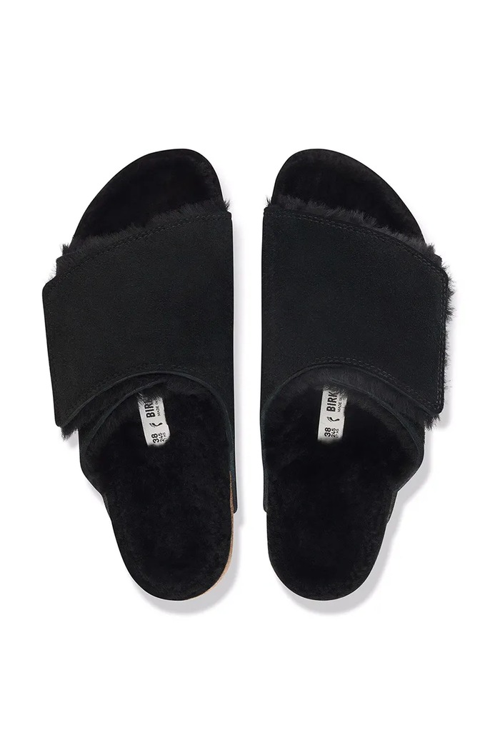 Solana Shearling LEVE klapki damskie zamszowe Birkenstock czarny 1032433