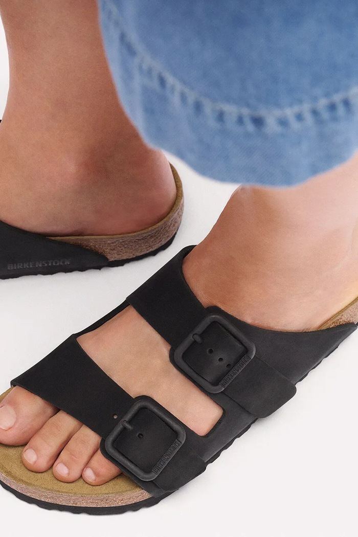 Birkenstock Arizona WB LENB klapki na płaskim obcasie damskie skórzane 1031771