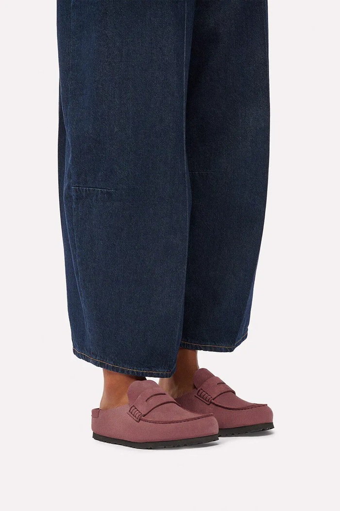 Birkenstock Naples Wrapped LEVE klapki mules damskie zamszowe 1032804