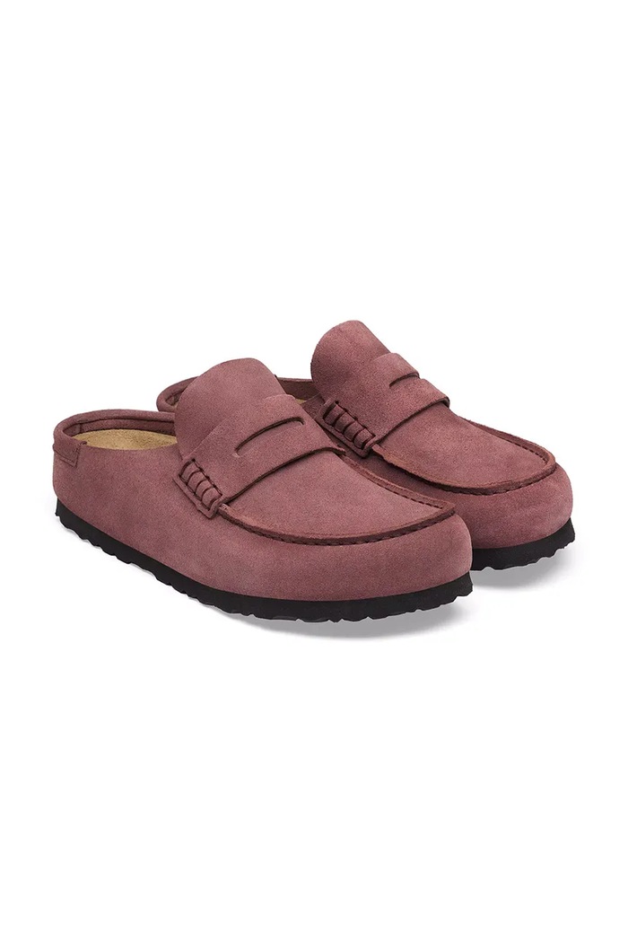 Obuwie Birkenstock Naples Wrapped LEVE klapki mules damskie zamszowe 1032804 różowy
