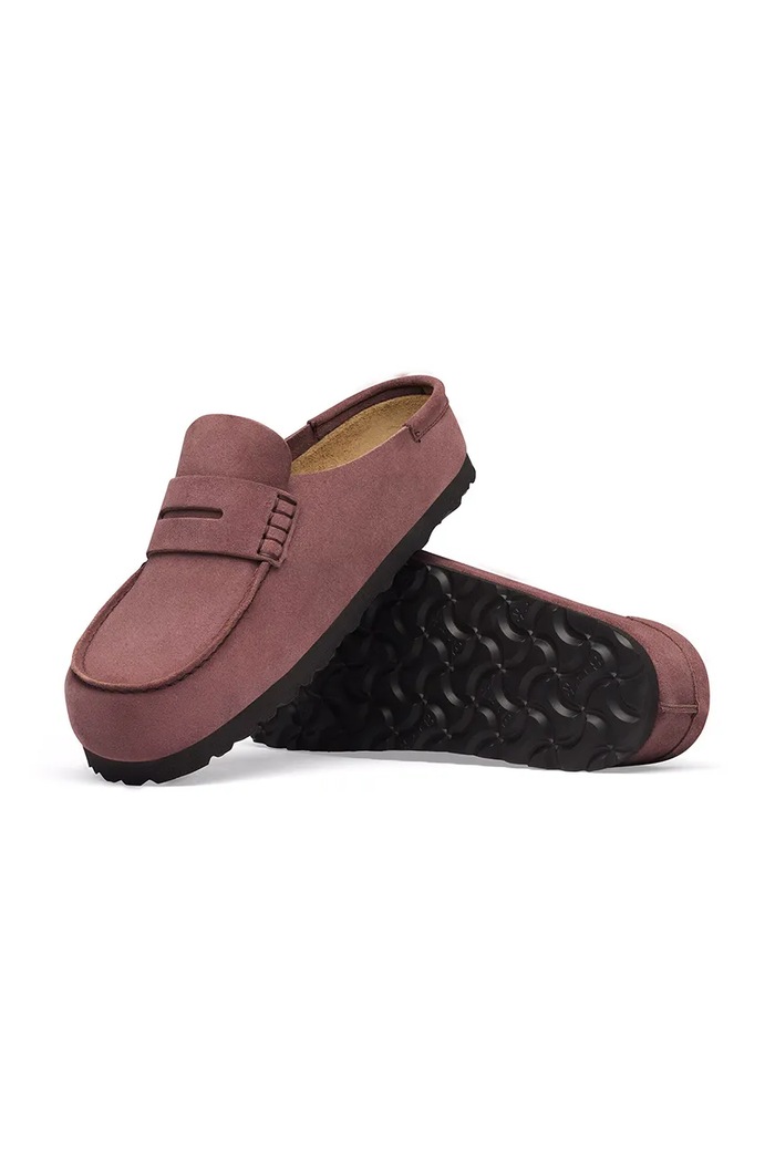 Birkenstock Naples Wrapped LEVE klapki mules damskie zamszowe różowy 1032804