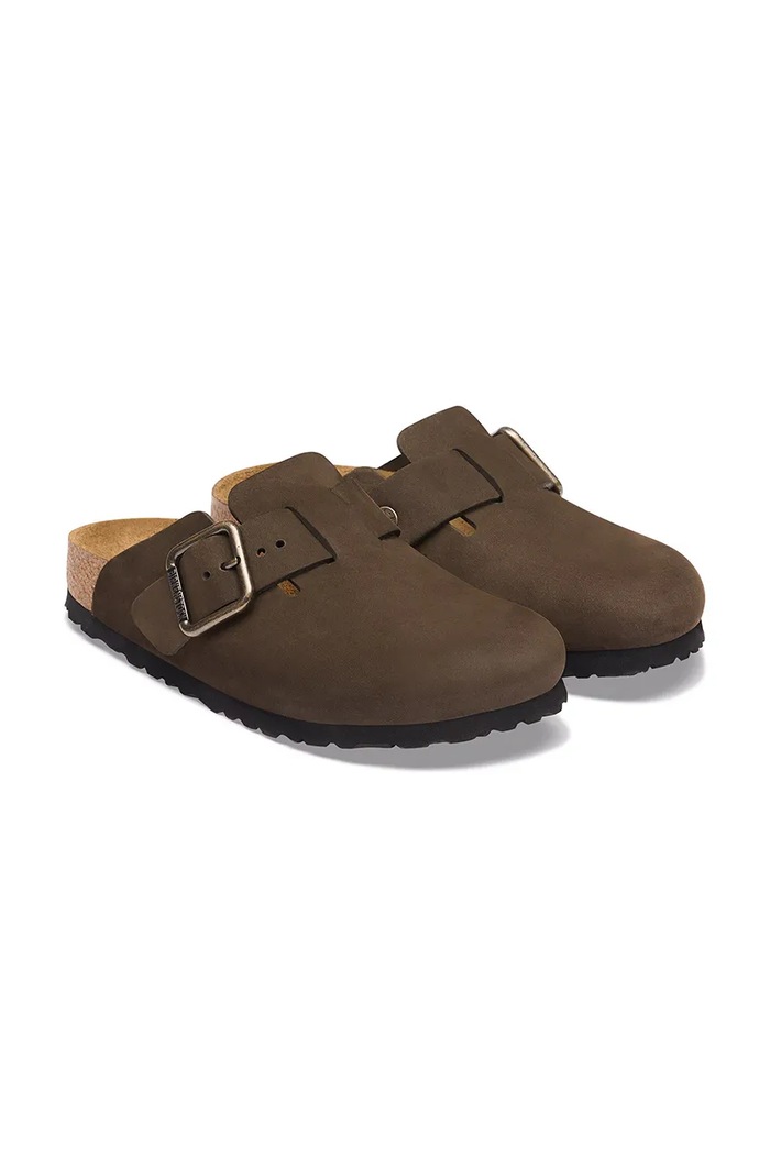 Obuwie Birkenstock Boston WB LENB klapki mules damskie nubukowe 1032762 brązowy