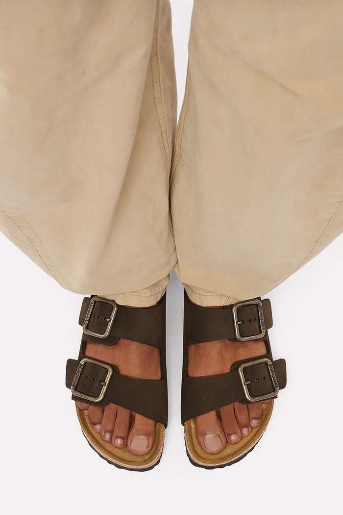 Birkenstock Arizona WB LENB klapki na płaskim obcasie damskie nubukowe 1032764