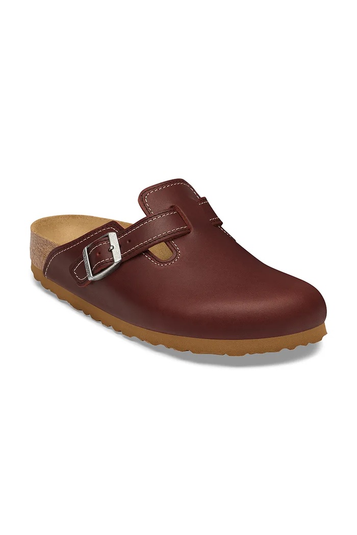 Birkenstock Boston Workwear LENA klapki mules damskie skórzane 1033025 pomarańczowy AW26