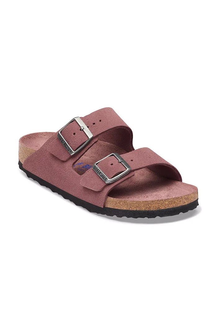 Birkenstock Arizona SFB LEVE klapki na płaskim obcasie damskie zamszowe 1032679 różowy AW26