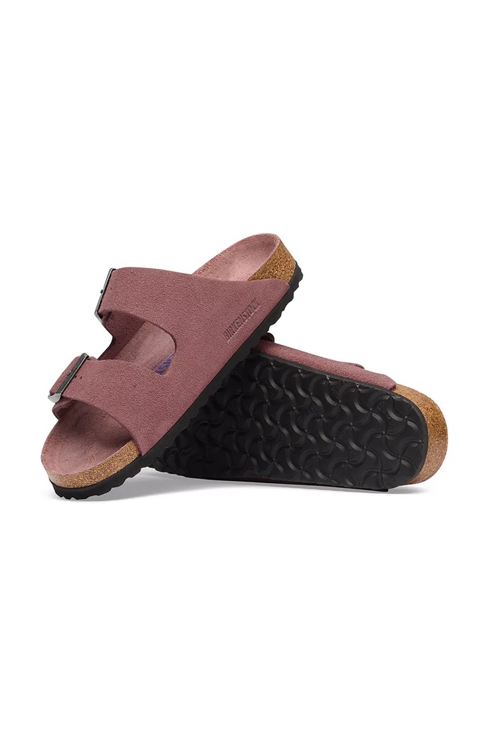 Birkenstock Arizona SFB LEVE klapki na płaskim obcasie damskie zamszowe różowy 1032679