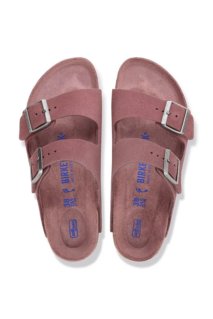 Birkenstock Arizona SFB LEVE klapki na płaskim obcasie damskie zamszowe 1032679 różowy