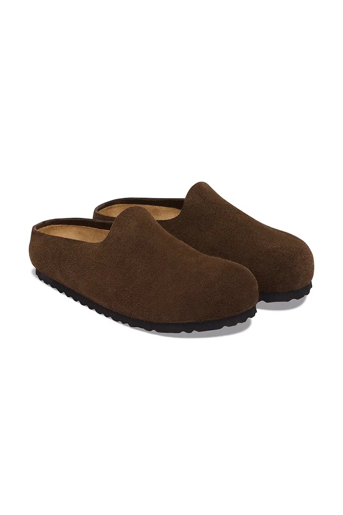 Obuwie Birkenstock Amsterdam Wrapped LEVE kapcie damskie zamszowe 1032552 brązowy