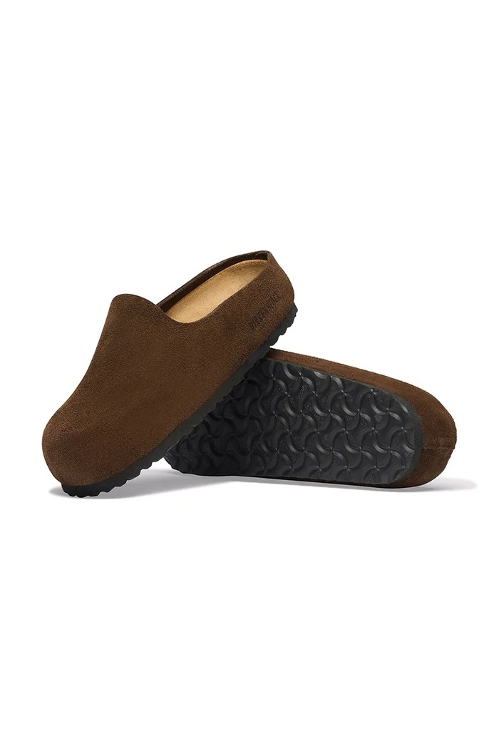 Birkenstock Amsterdam Wrapped LEVE kapcie damskie zamszowe brązowy 1032552