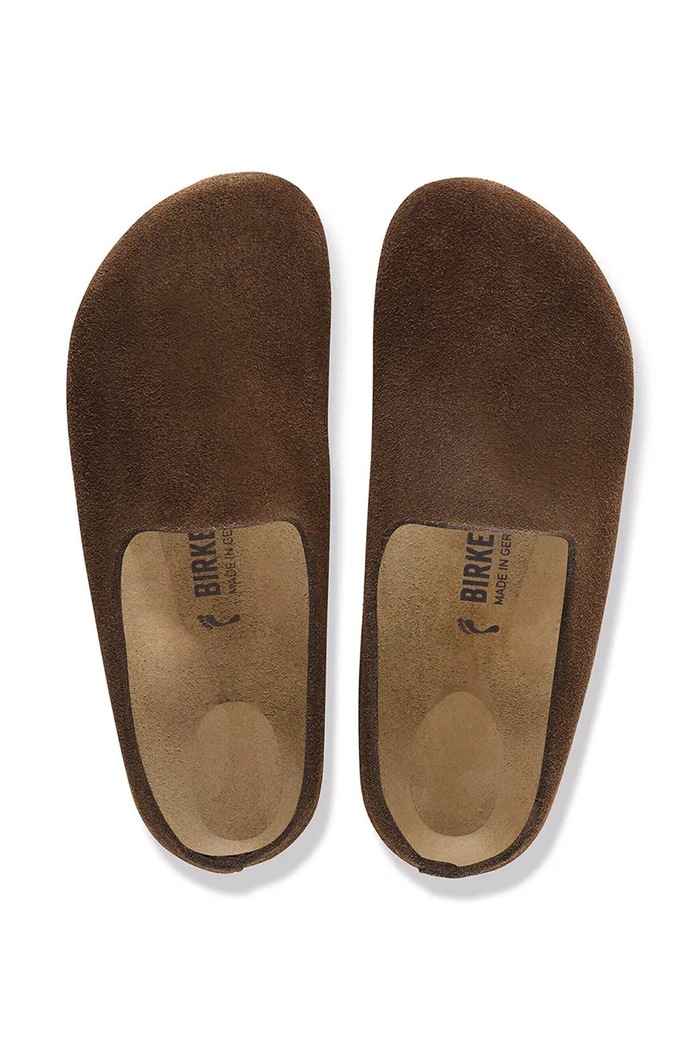 Birkenstock Amsterdam Wrapped LEVE kapcie damskie zamszowe 1032552 brązowy