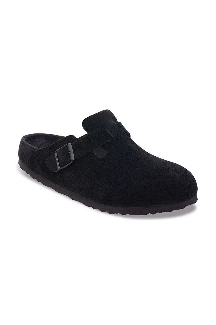 Birkenstock Boston EXQ LEVE шлёпанцы мюли женские замшевые 1030960 чёрный AW26
