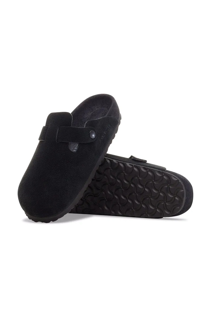 Birkenstock Boston EXQ LEVE шлёпанцы мюли женские замшевые чёрный 1030960