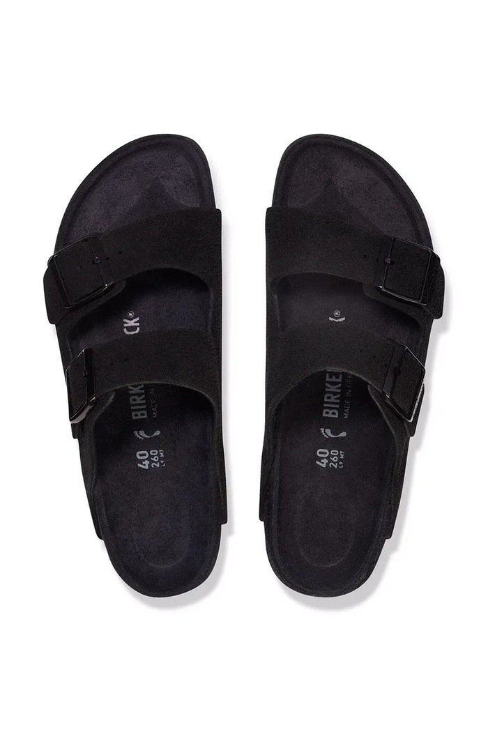 Birkenstock Arizona EXQ LEVE klapki damskie zamszowe 1030833 czarny