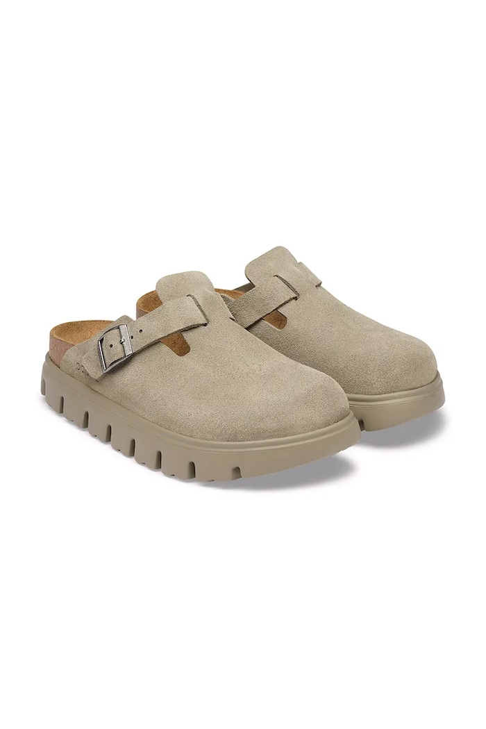 Obuwie Birkenstock Boston Chunky LEVE klapki mules damskie zamszowe 1033054 beżowy