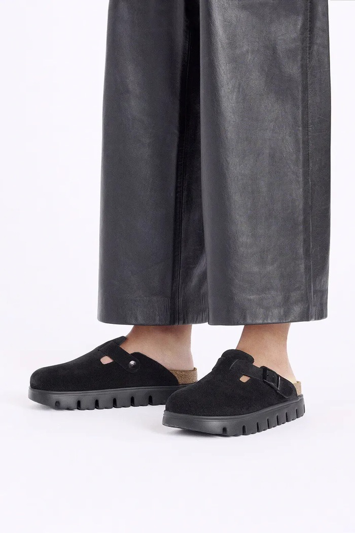 Birkenstock Boston Chunky LEVE шлёпанцы на платформе для женщин из замши 1028317