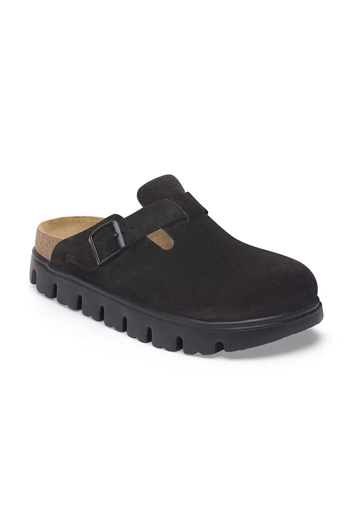 Birkenstock Boston Chunky LEVE шлёпанцы на платформе для женщин из замши 1028317 чёрный AW26