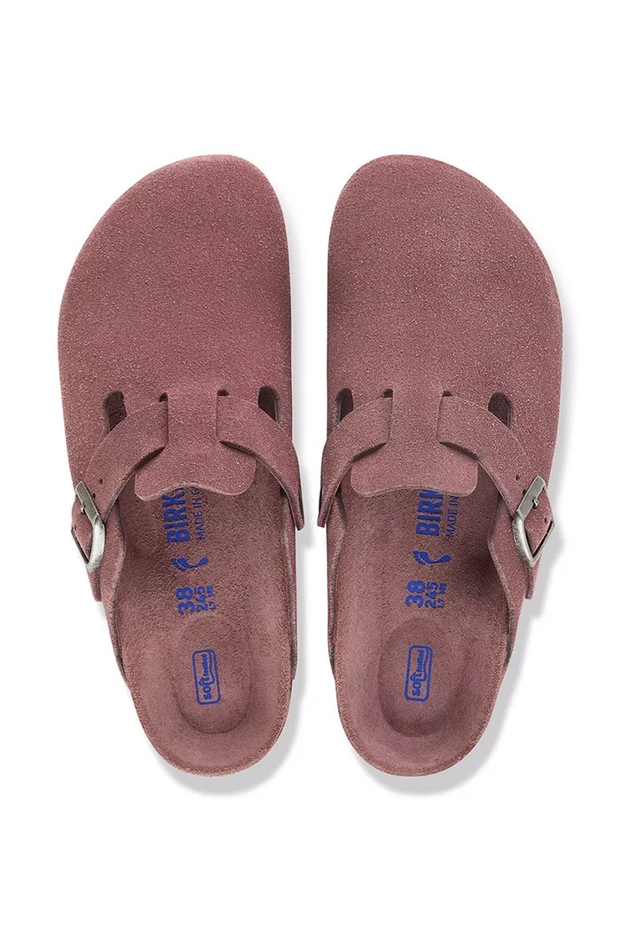 Birkenstock Boston SFB LEVE klapki mules damskie zamszowe 1033096. różowy