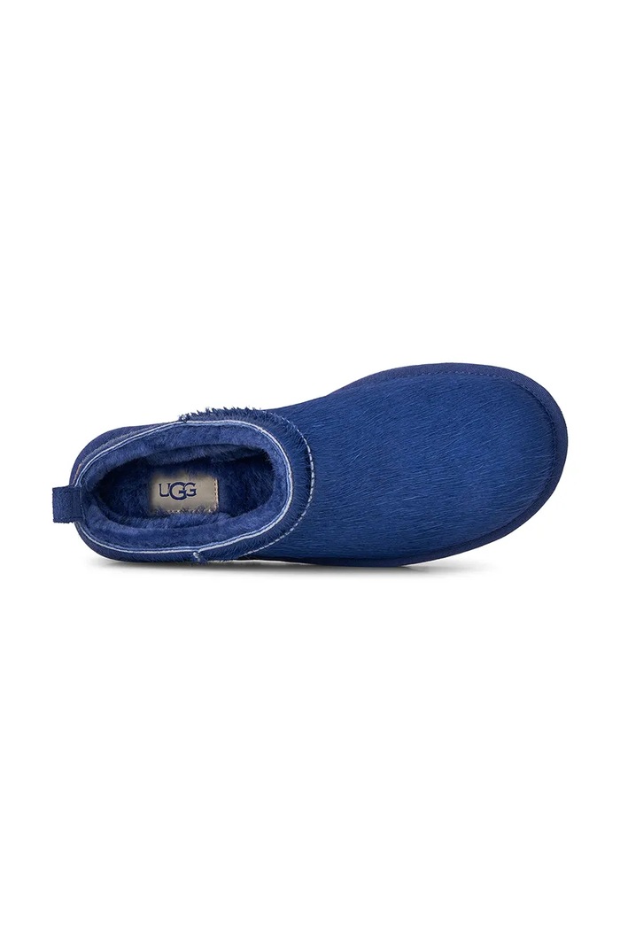 Παντόφλες γυναικείες δερμάτινες W Classic Micro Calf Hair UGG μπλε 1180417.HHV