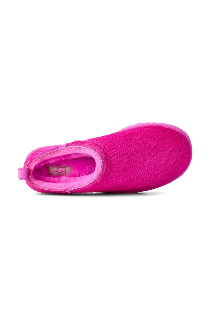 Παντόφλες Γυναικείες δερμάτινες W Classic Micro Calf Hair UGG ροζ 1180417.BHTF