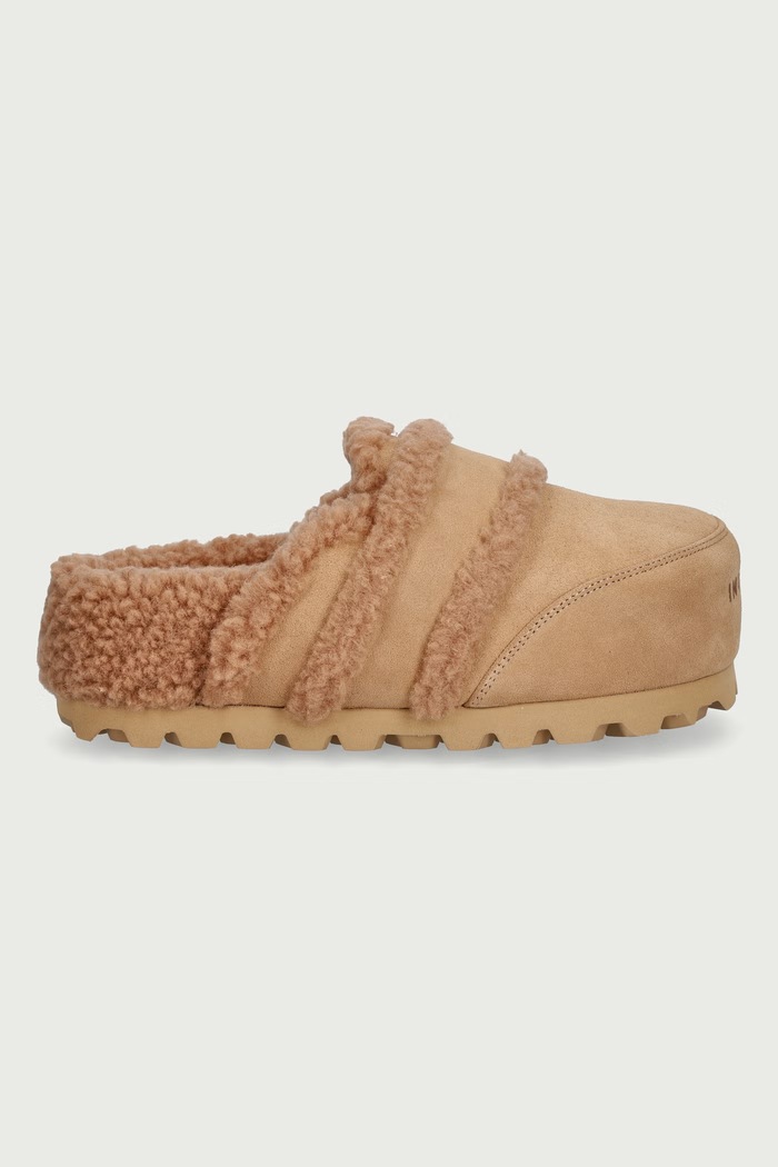 Inuikii Klapki na platformie damskie zamszowe Cozy Loafer 1006.005.0011.250 beżowy AW26