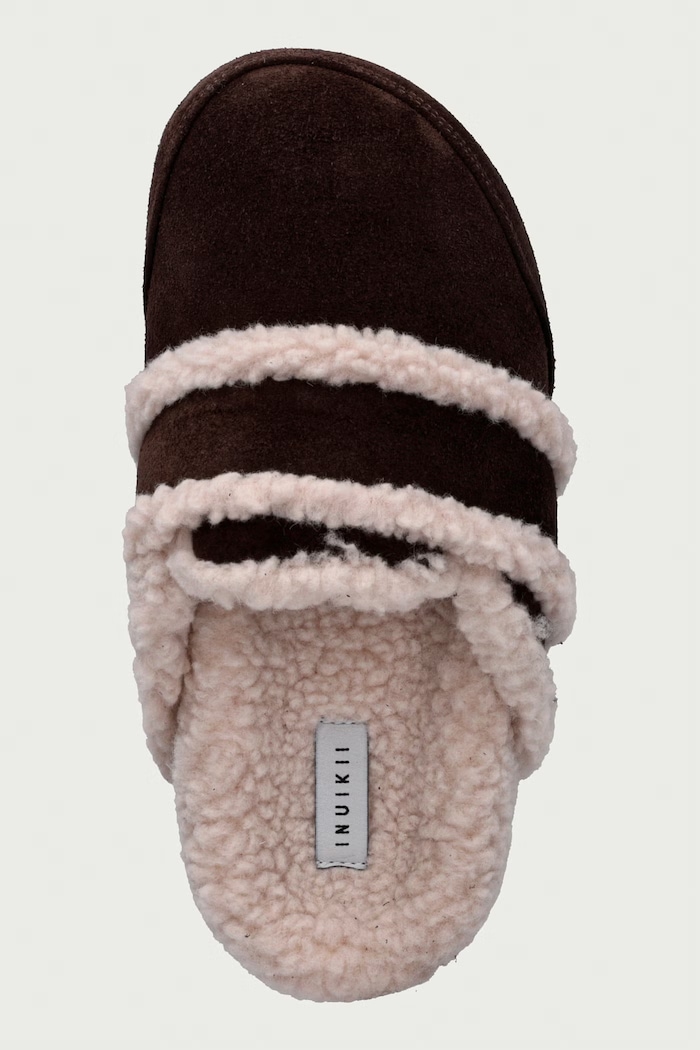 Klapki na platformie damskie zamszowe Cozy Loafer Inuikii 1006.005.0011.150 brązowy