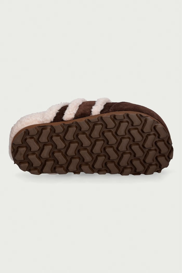 Klapki na platformie damskie zamszowe Cozy Loafer Inuikii brązowy 1006.005.0011.150