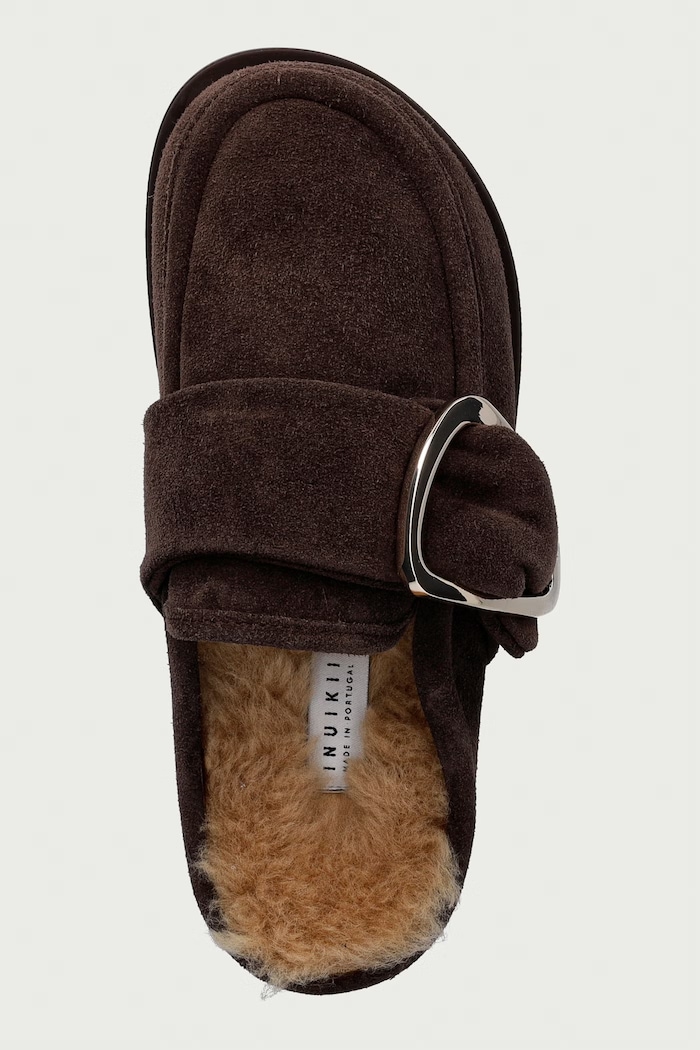 Inuikii klapki damskie zamszowe Shearling Mule Soft brązowy 1006.003.0041.152
