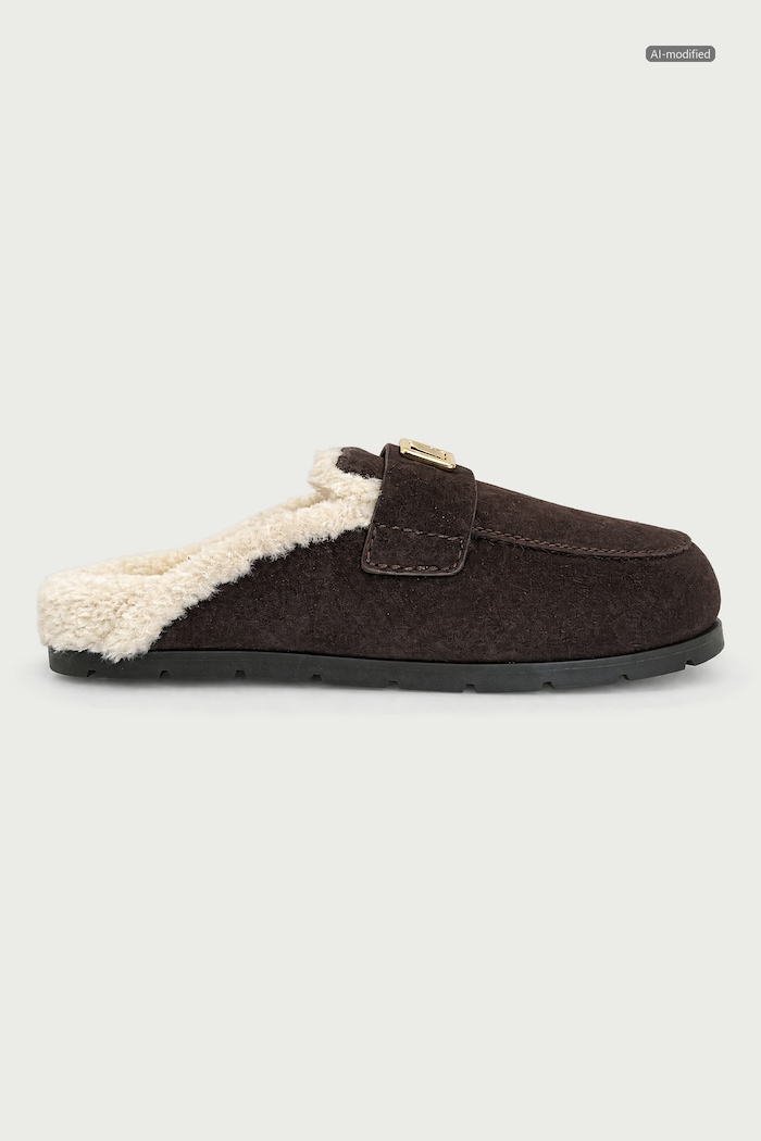 Armani Exchange Șlapi pentru femei din piele întoarsă XW003096.AF27450.M6444 maro AW26
