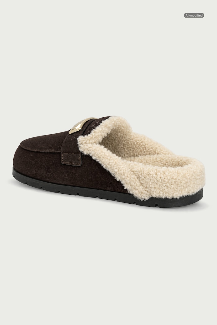 Încălțăminte Armani Exchange Șlapi pentru femei din piele întoarsă XW003096.AF27450.M6444 maro