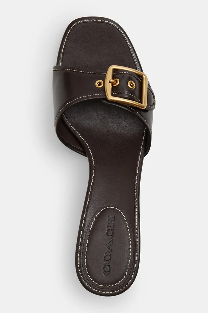 Coach чехли с нисък ток дамски от кожа Margot Leather кафяв CCM12.CHO