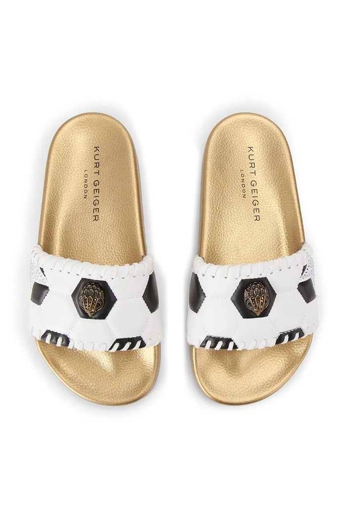 Kurt Geiger London klapki damskie Meena Eagle Footy 5855913089 złoty AW26