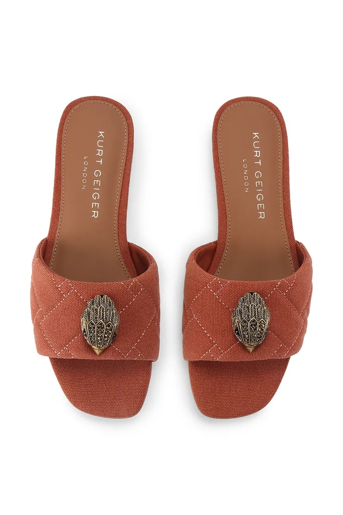 Kurt Geiger London klapki na płaskim obcasie damskie Kensington Flat Sandal Rust 8496134339 brązowy AW26