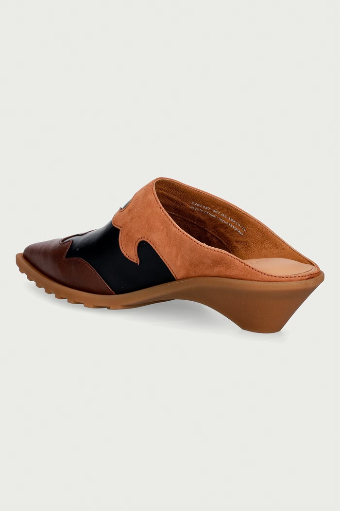Обувь Camper шлёпанцы на танкетке для женщин кожаные Anita K201957.001 коричневый