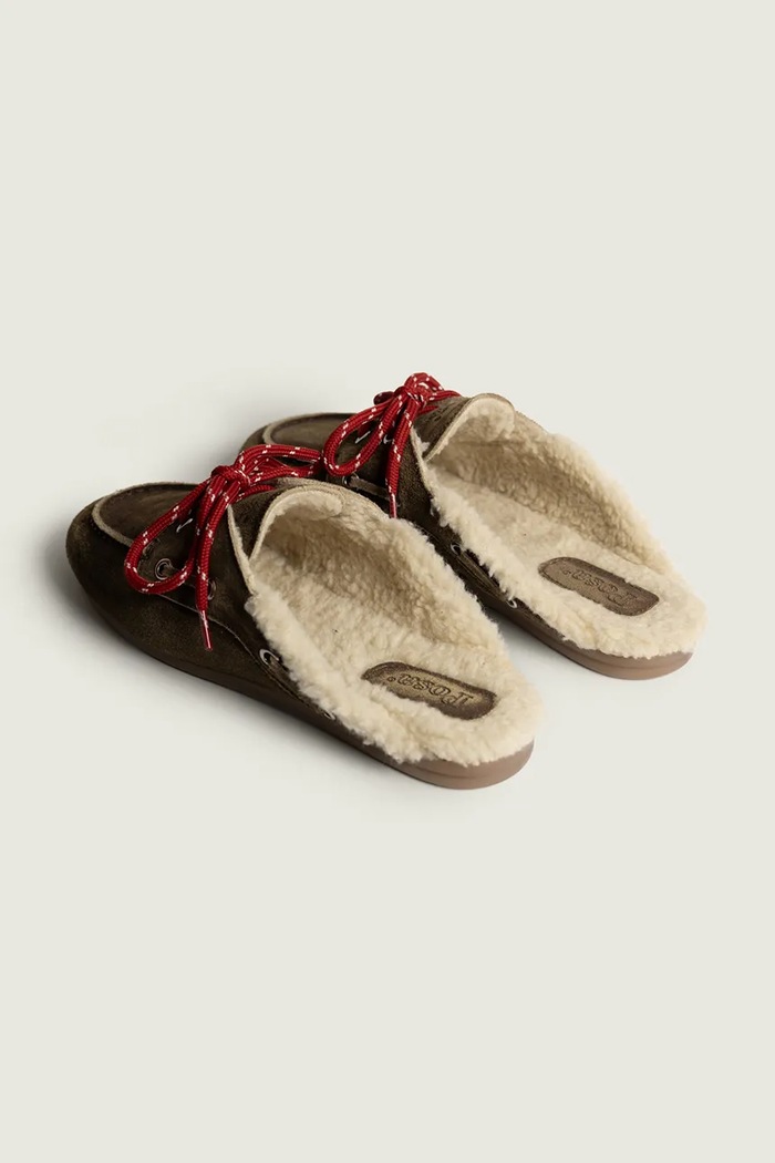 Obuwie Posa kapcie damskie zamszowe Boat Loafer Mule PW50.201 brązowy