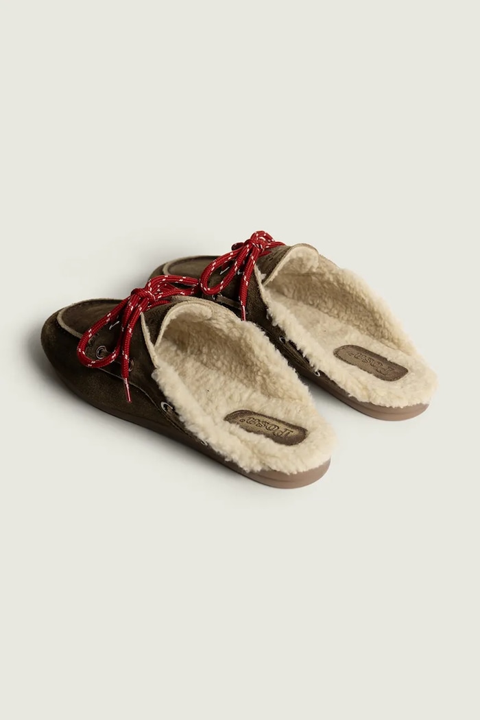 Obuwie Posa kapcie damskie zamszowe Boat Loafer Mule PW50.201 brązowy