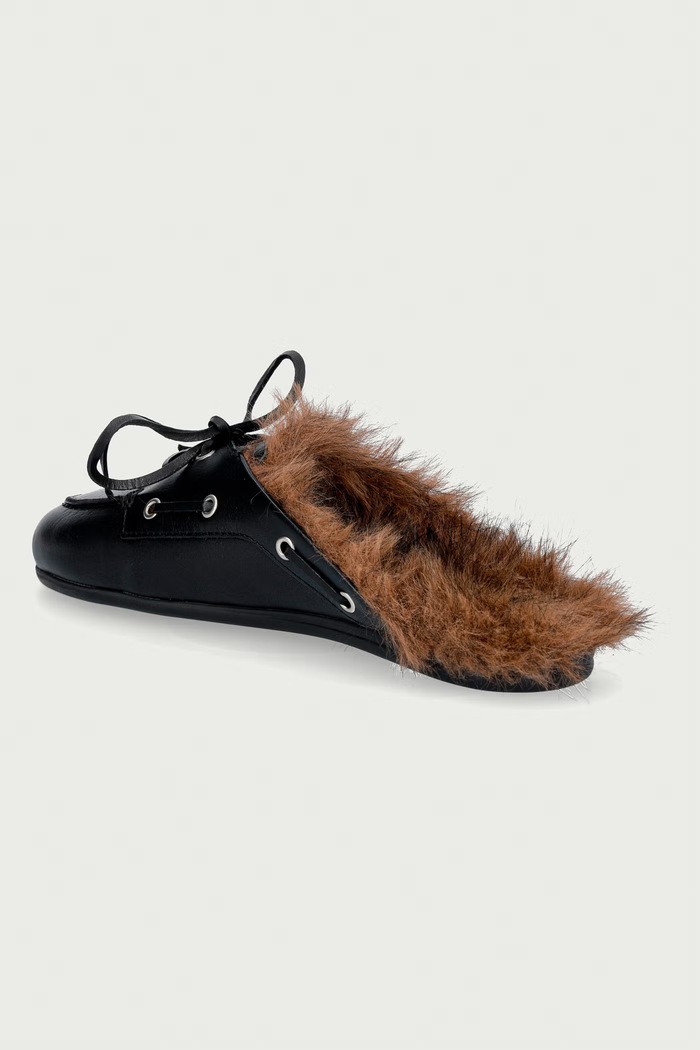 Boty Posa Pantofle dámské kožené Boat Loafer Mule PW266.600 černá