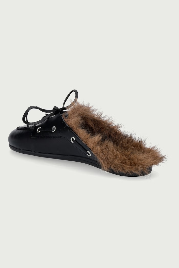 Obuwie Posa Kapcie damskie skórzane Boat Loafer Mule PW266.600 czarny