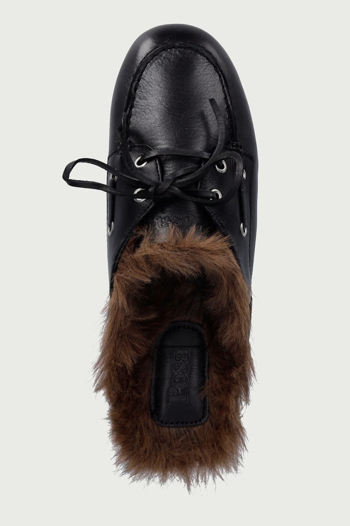 Kapcie damskie skórzane Boat Loafer Mule Posa PW266.600 czarny