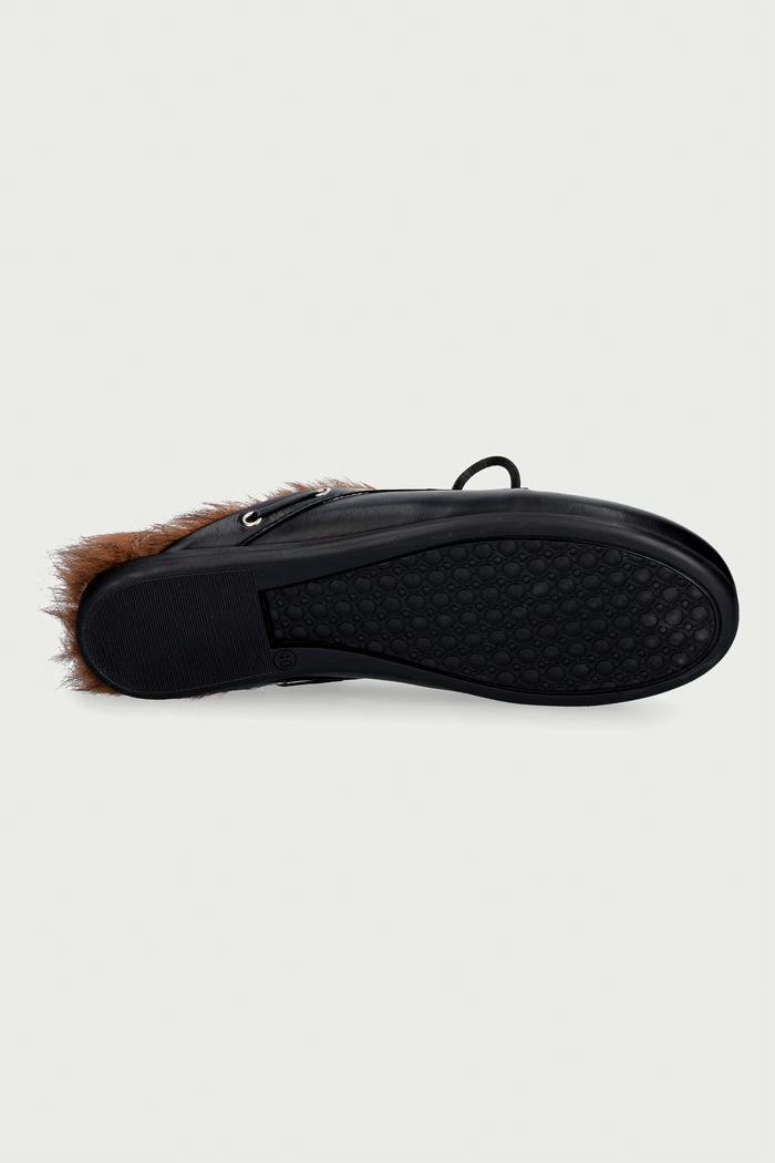 Posa Pantofle dámské kožené Boat Loafer Mule PW266.600 černá