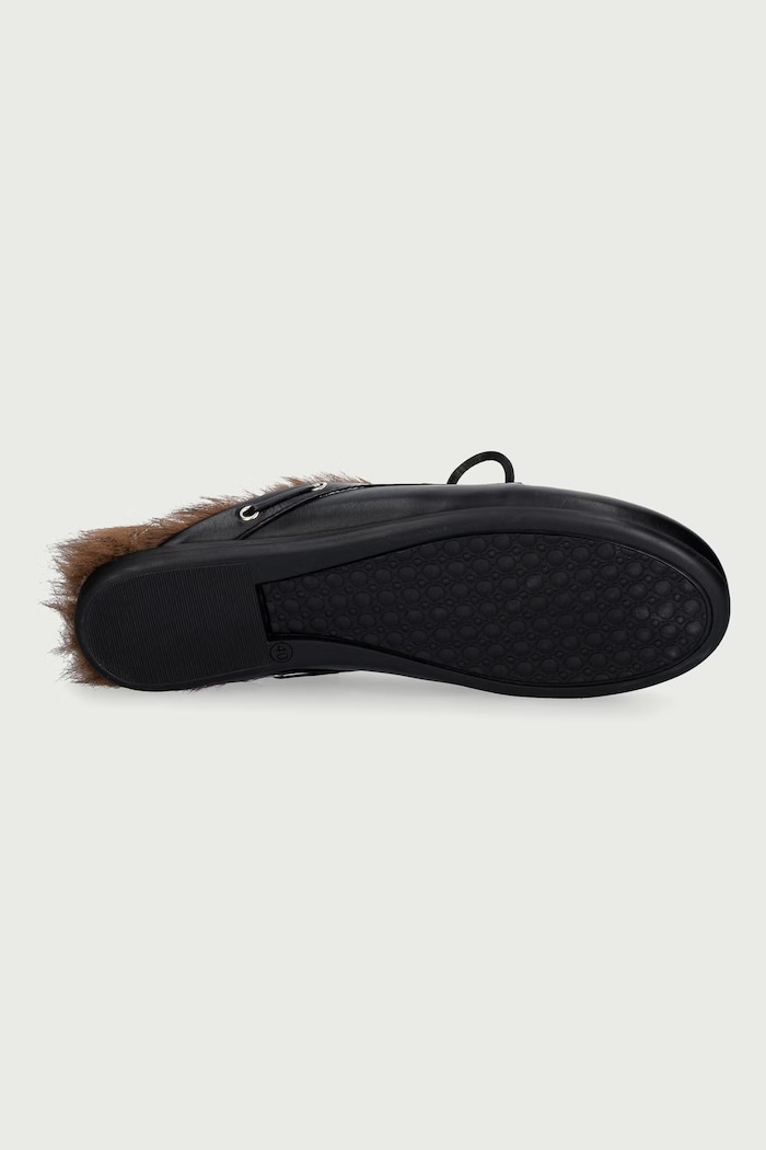 Kapcie damskie skórzane Boat Loafer Mule Posa czarny PW266.600