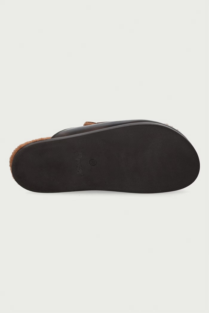 Παντόφλες Γυναικεία δερμάτινες Ranch Tassel Mule Posa καφέ PW241.205