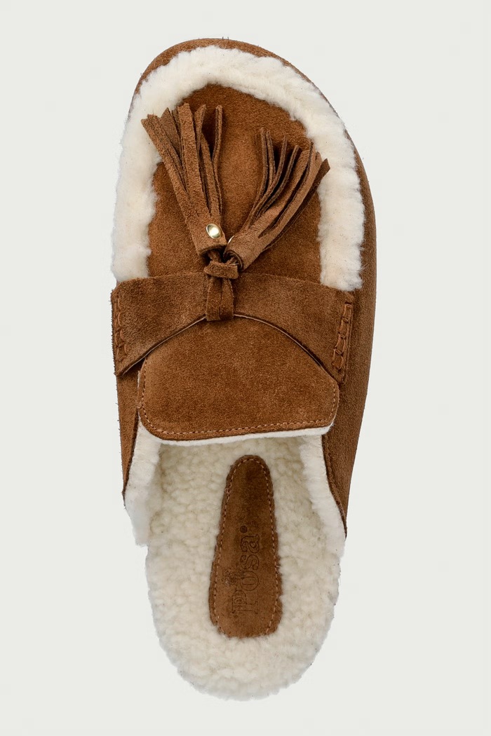 Papuče dámske semišové Ranch Tassel Mule Posa PW240.215 hnedá
