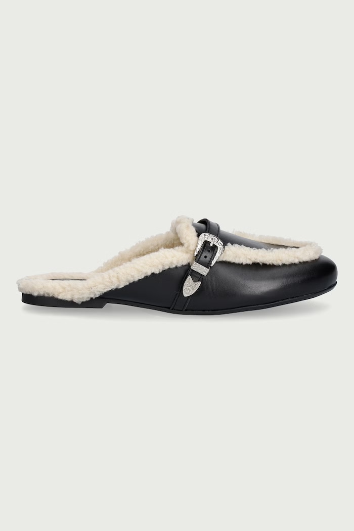 Posa Šľapky mules dámske kožené Aspen Mule PW232.600 čierna AW26