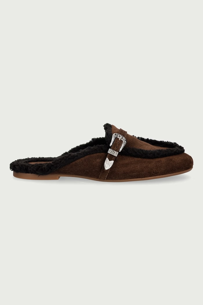 Posa Kapcie damskie zamszowe Aspen Mule PW231.201 brązowy AW26