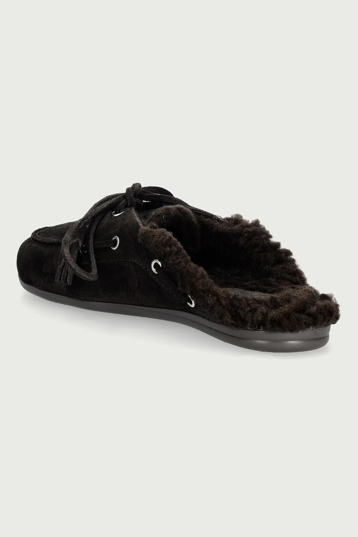Obuwie Posa Kapcie damskie zamszowe Boat Loafer Mule PW108.220 brązowy