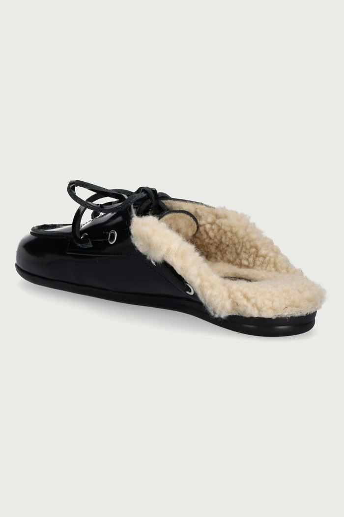 Cipők Posa Női bőr ppapucs Boat Loafer Mule PW104.600 fekete