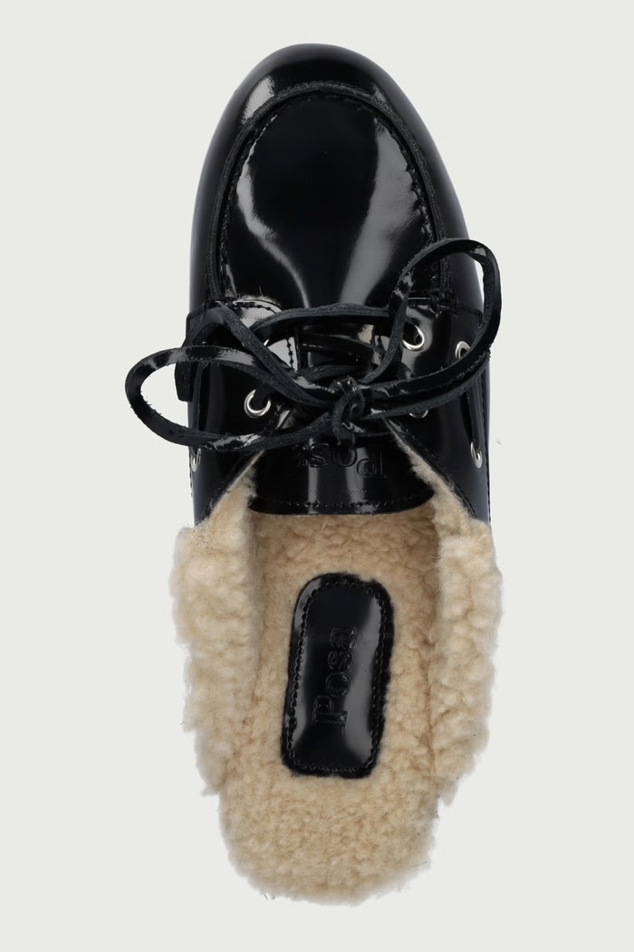Női bőr ppapucs Boat Loafer Mule Posa PW104.600 fekete